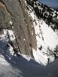 diagonal chute, big cliffs, 45 degrees